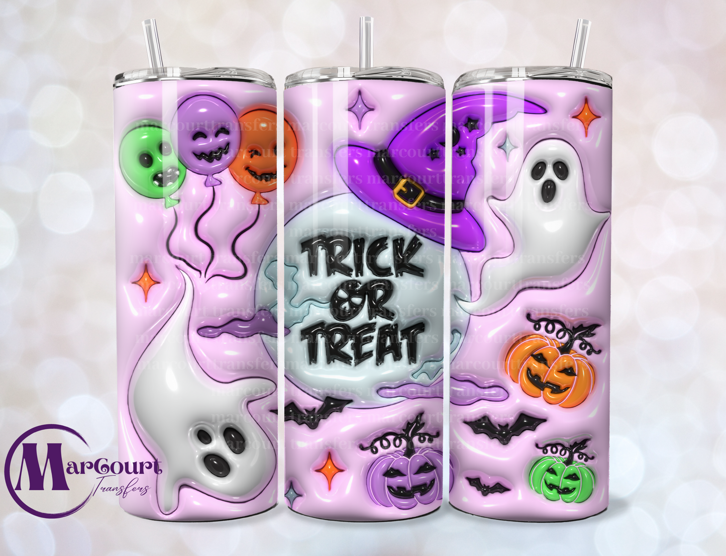 TRICK OR TREAT INFLATED-SKINNY TUMBLER TRANSFER (SUBLIMATION)