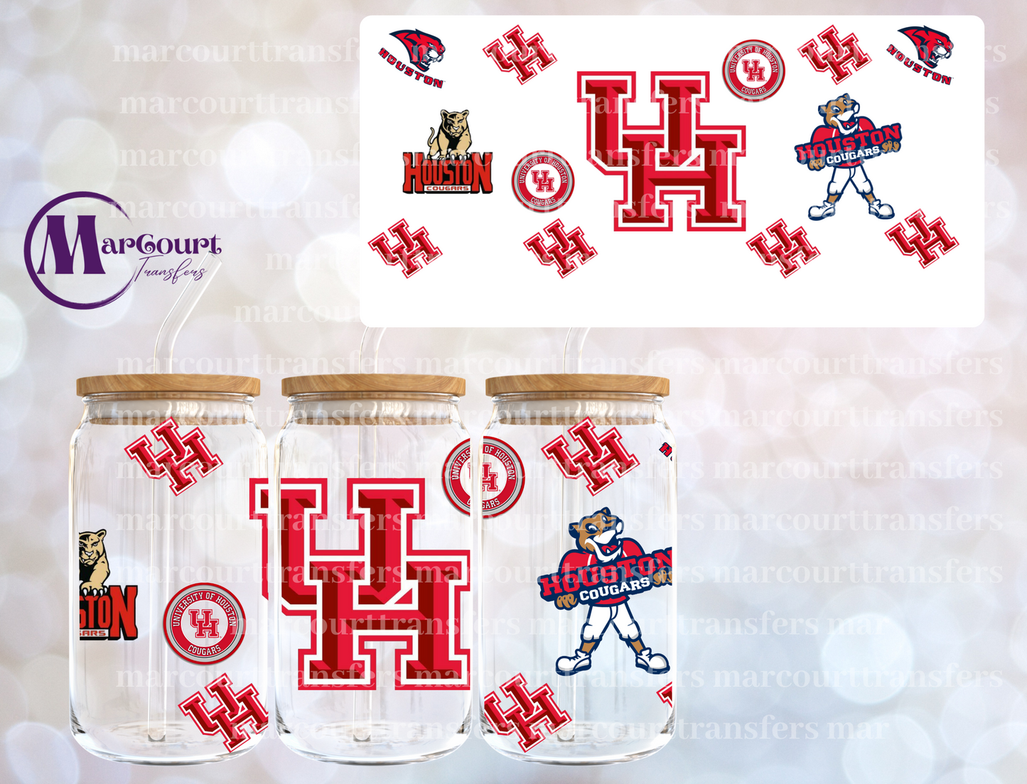 UNIVERSITY OF HOUSTON COUGARS-16 0Z-UV DTF CUP WRAP