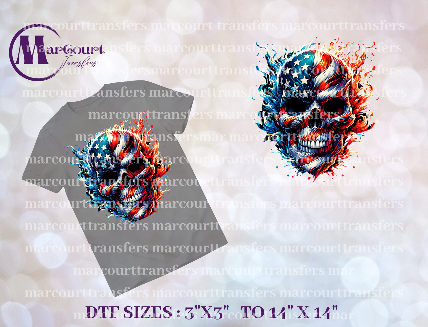 DTF-USA FIRE SKULL