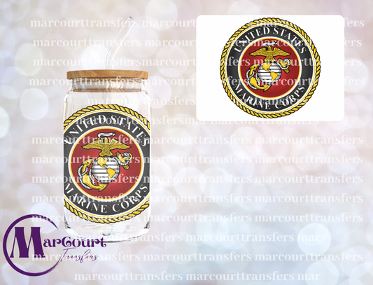 US MARINES BLACK-DECAL-UV DTF CUP WRAP