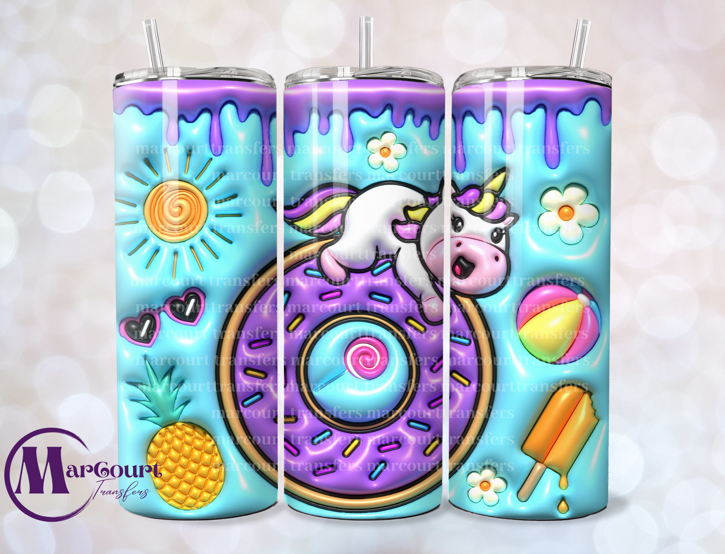 UNICORN INFLATED-SKINNY TUMBLER TRANSFER
