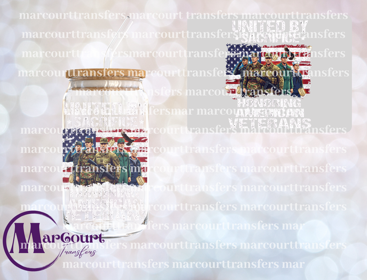UNITED BY SACRIFICE HONORING AMERICAN VETERANS-UV DTF CUP WRAP