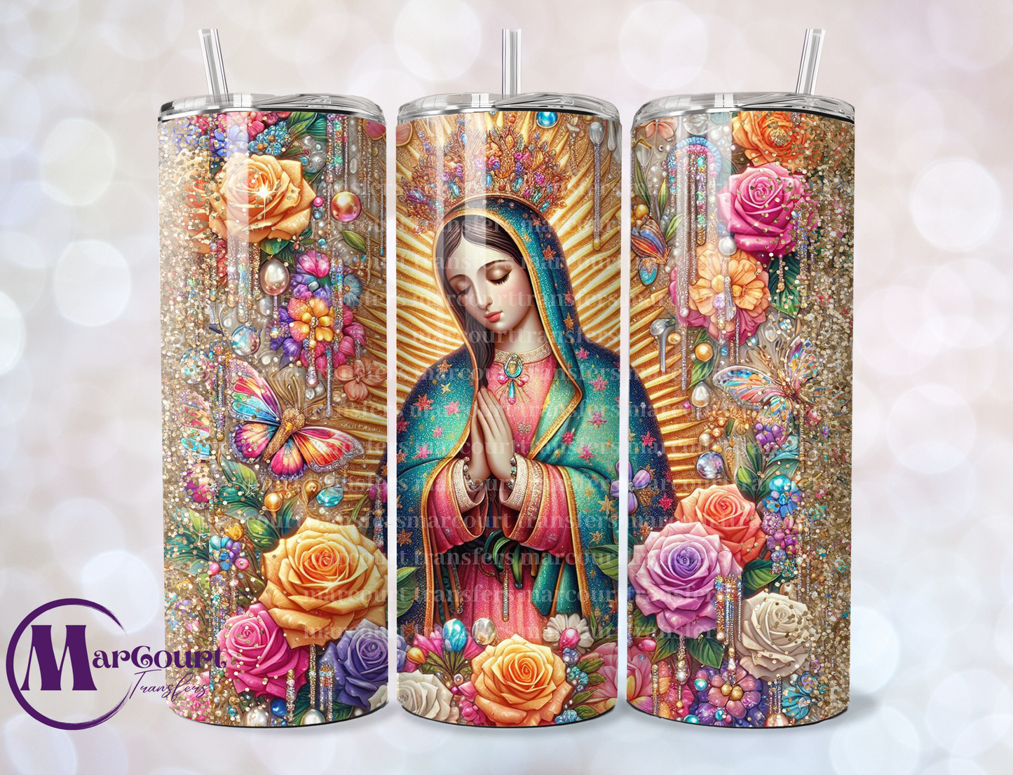 VIRGIN DE GUADALUPE FLORAL-SKINNY TUMBLER TRANSFER (SUBLIMATION)