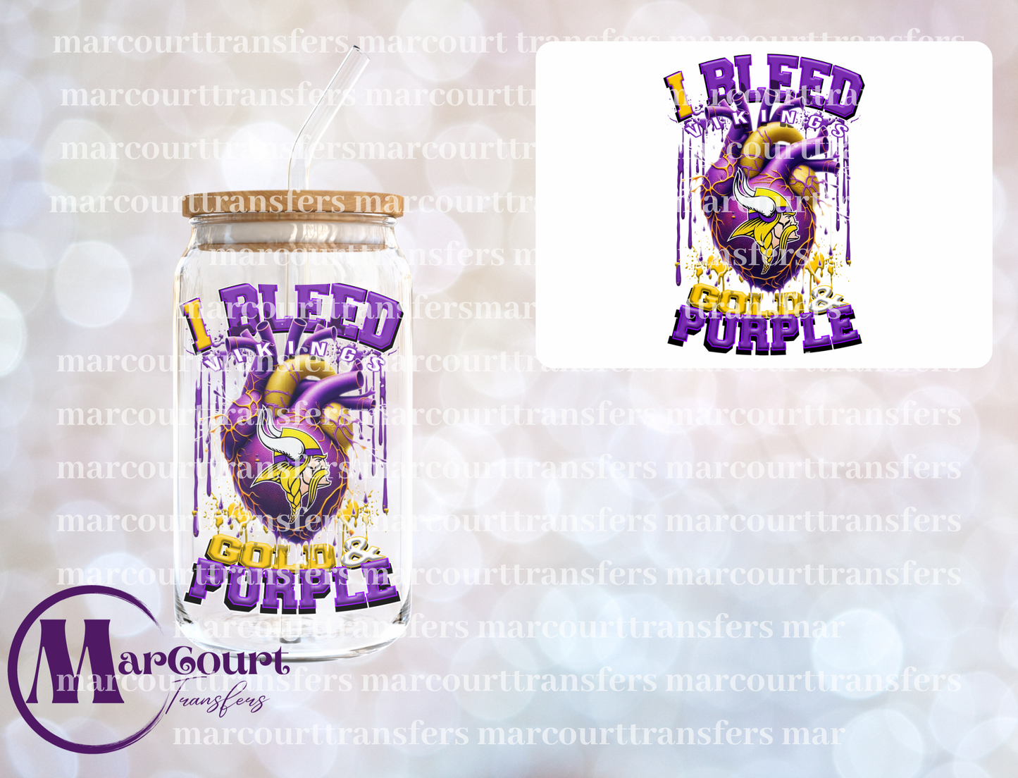 VIKINGS I BLEED GOLD AND PURPLE-DECAL-UV DTF CUP WRAP