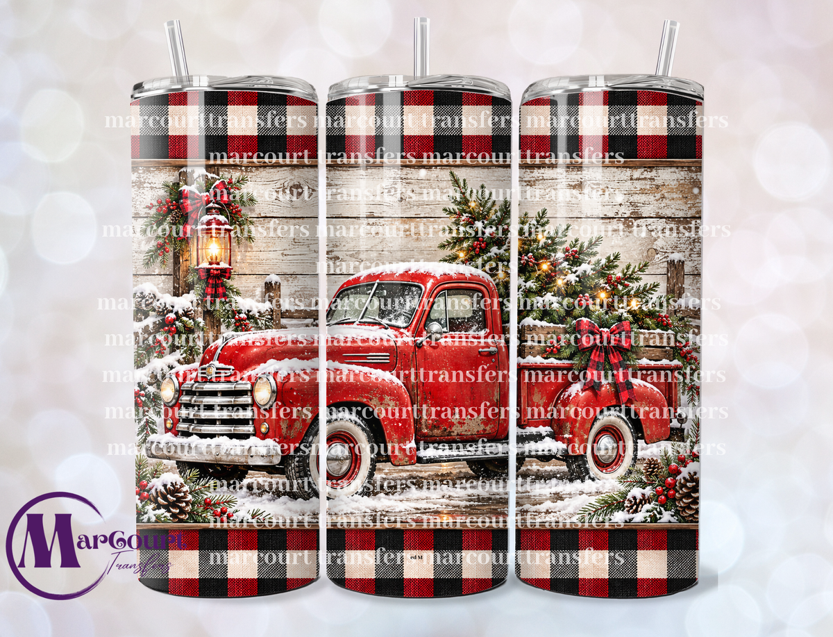VINTAGE CHRISTMAS TREE TRUCK-20 OZ-UV DTF CUP WRAP
