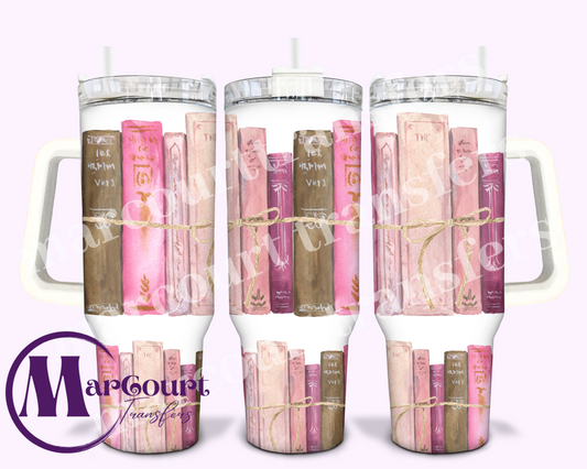 VINTAGE PINK BOOKS-40 0Z-UV DTF CUP WRAP