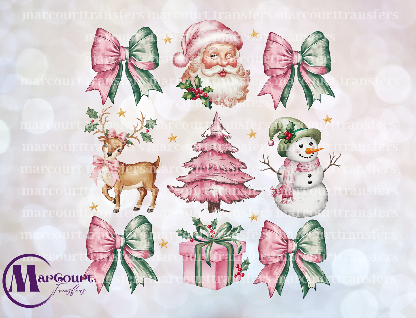 VINTAGE PINK AND GREEN CHRISTMAS ELEMENTS