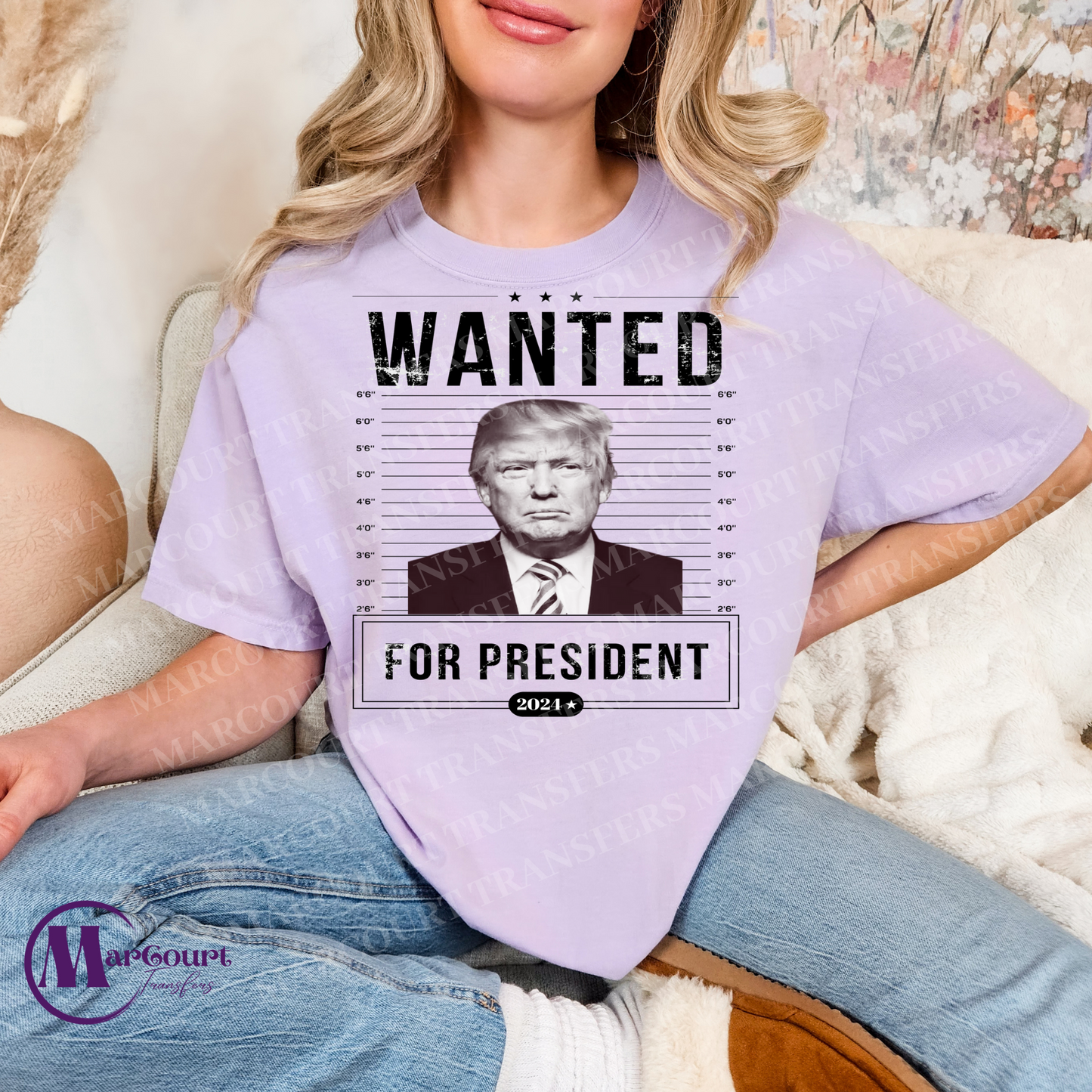 TRUMP WANTED FOR PRESIDENT (BLACK)-DTF FULL COLOR TRANSFER