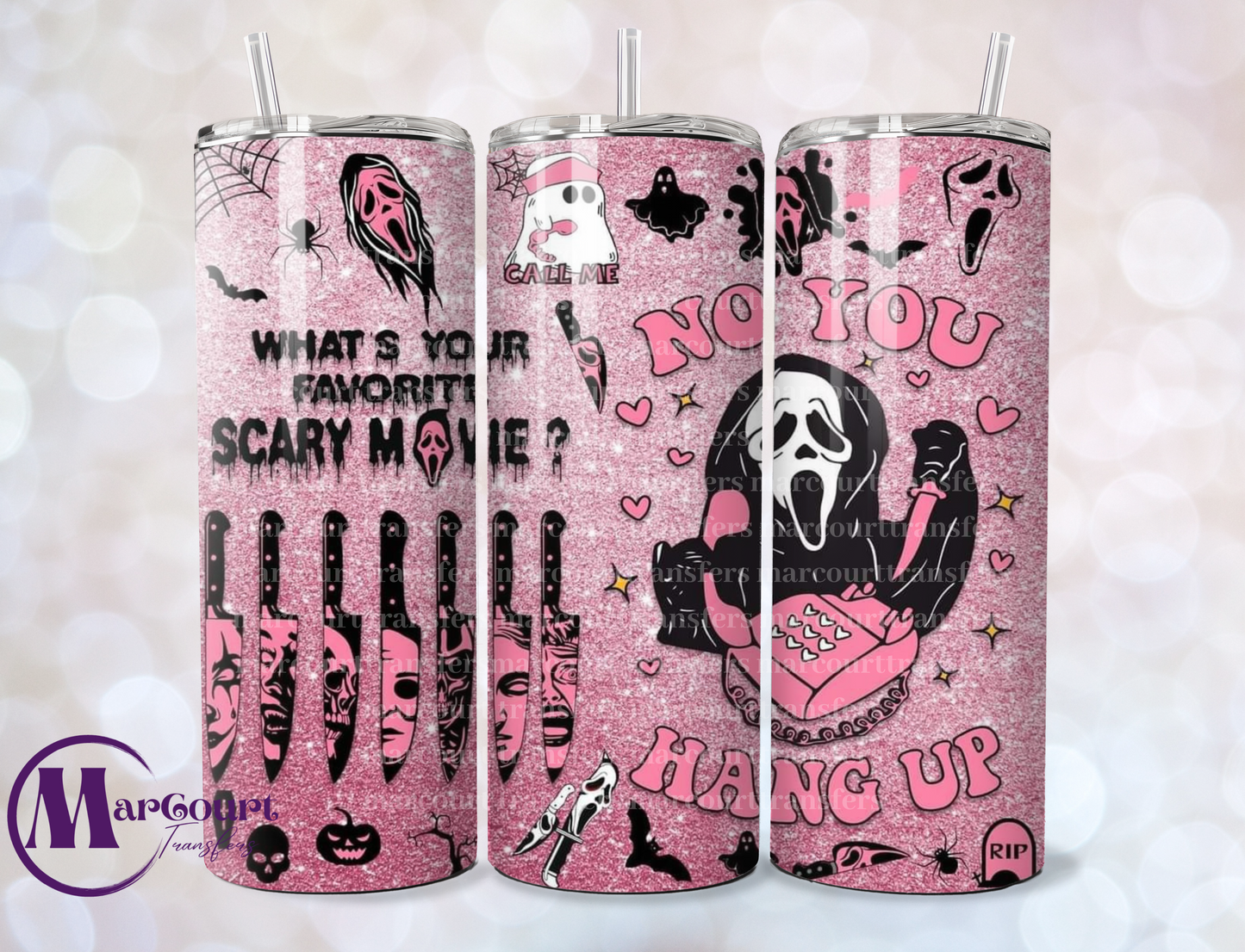 WHAT'S YOUR FAVORITE SCARY MOCVIE SCREAM-SKINNY TUMBLER TRANSFER (SUBLIMATION)