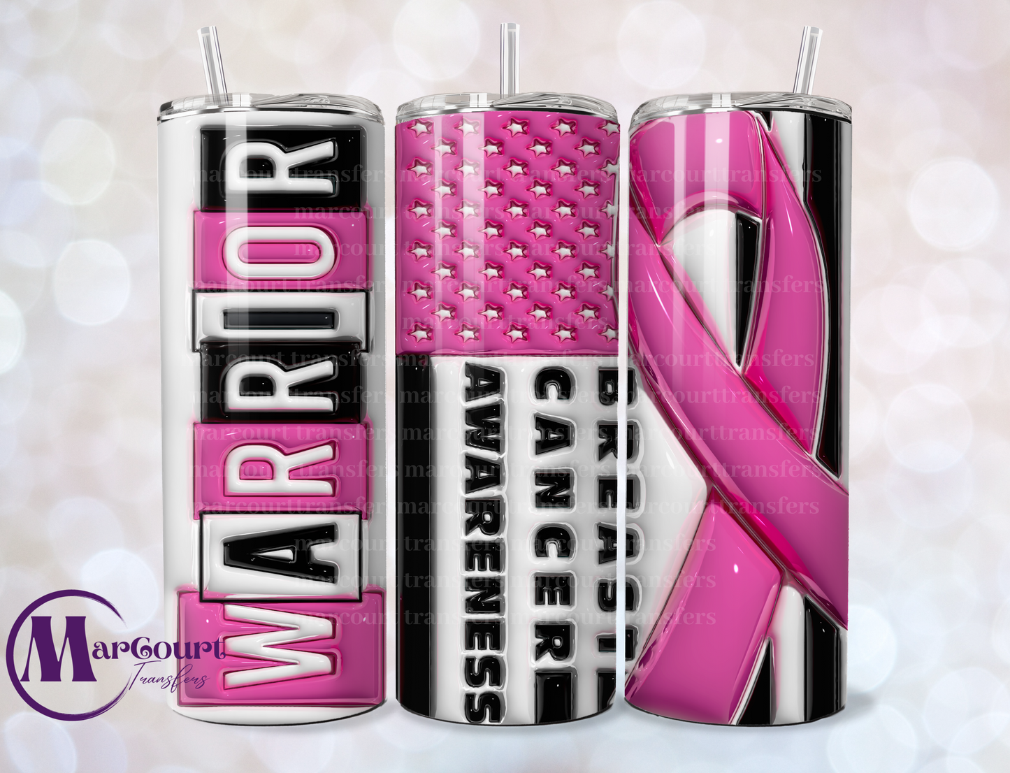 WARRIOR BREAST CANCER-SKINNY TUMBLER TRANSFER