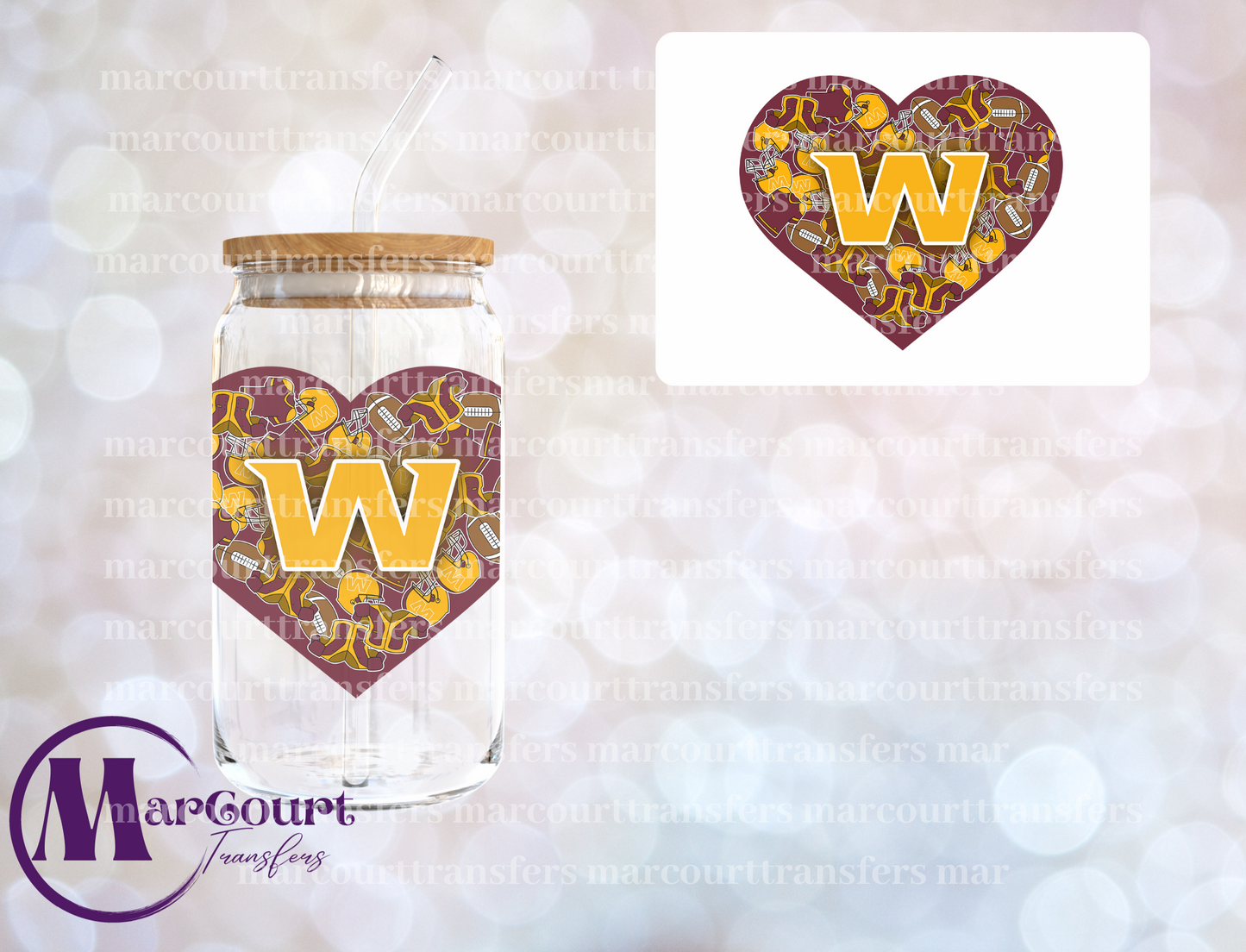 WASHINGTON COMMANDERS HEART DECAL-UV DTF CUP WRAP