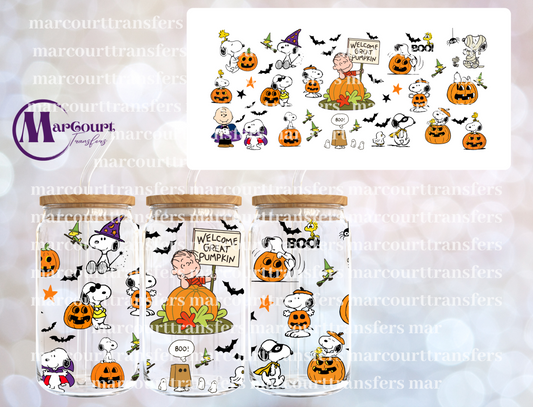 WELCOME GREAT PUMPKIN SNOOPY-16 0Z-UV DTF CUP WRAP