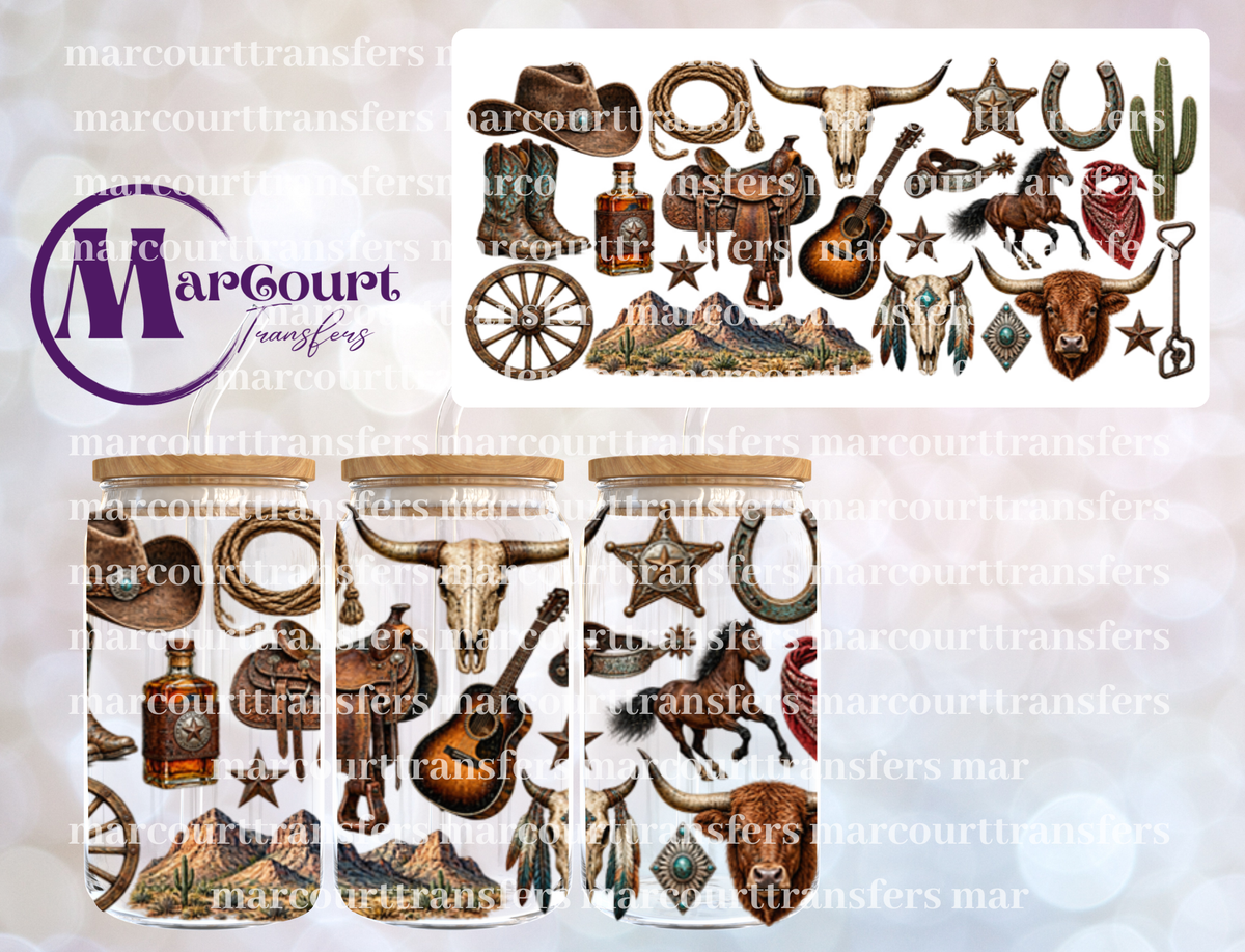 WESTERN COWBOY-16 0Z-UV DTF CUP WRAP