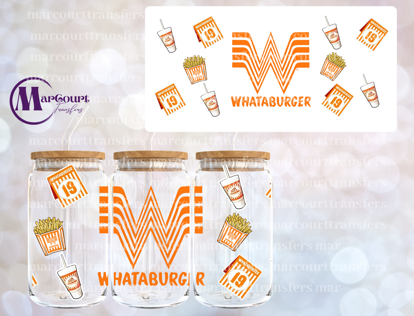 WHATABURGER 2-16 0Z-UV DTF CUP WRAP
