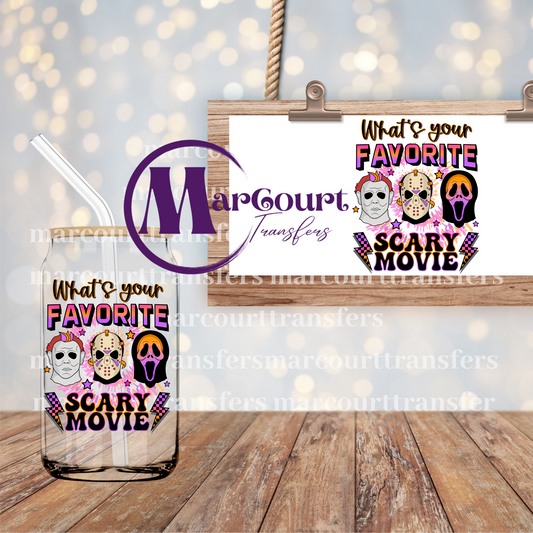 WHATS YOUR FAVORITE SCARY MOVIE-DECAL-UV DTF CUP WRAP