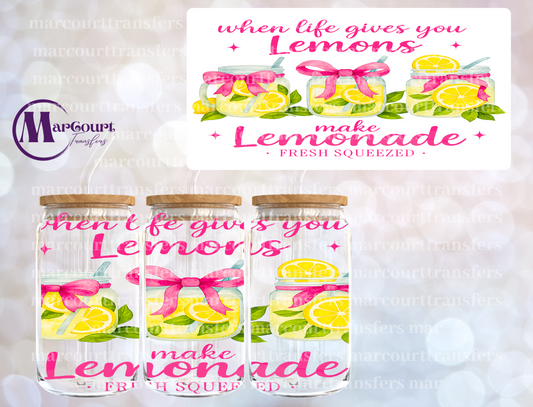 WHEN LIFE GIVES YOU LEMONS MAKE LEMONADE JARS-16 0Z-UV DTF CUP WRAP