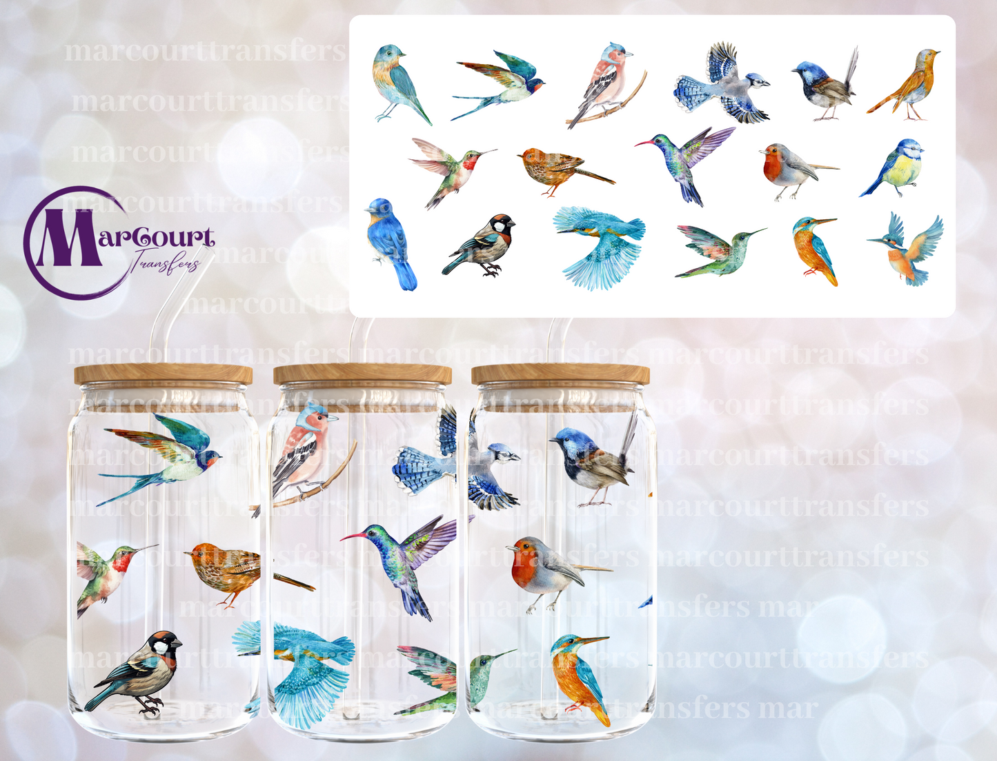 WILD BIRDS-16 0Z-UV DTF CUP WRAP