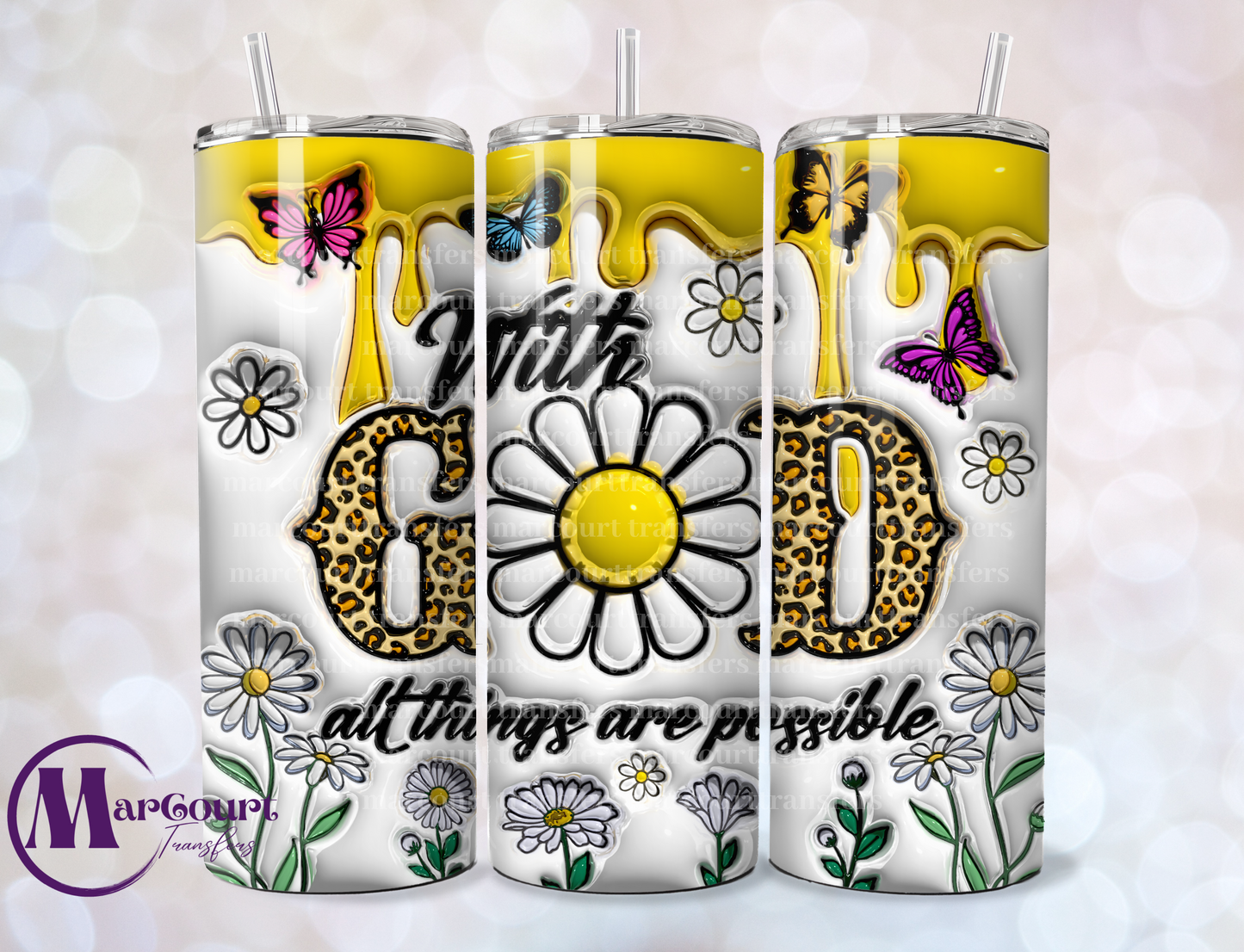 WITH GOD ALL THINGS ARE POSSIBLE INFLATED-SKINNY TUMBLER TRANSFER (SUBLIMATION)