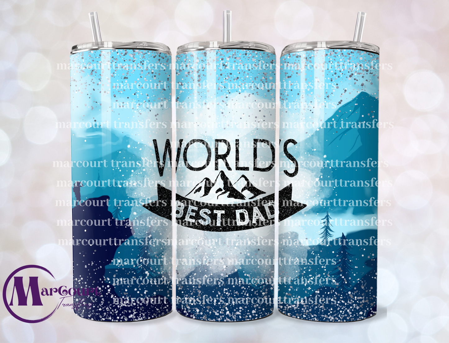 WORLD'S BEST DAD MOUNTAINS-20 OZ-UV DTF CUP WRAP