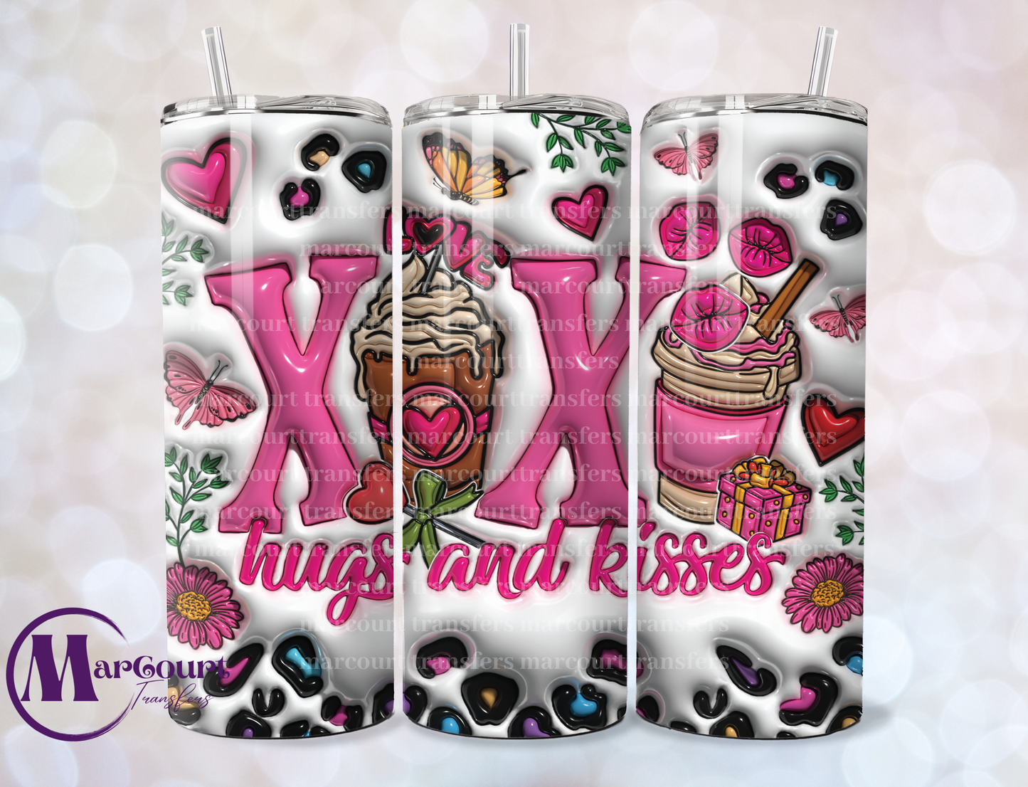 XO XO HUGS AND KISSES-SKINNY TUMBLER TRANSFER