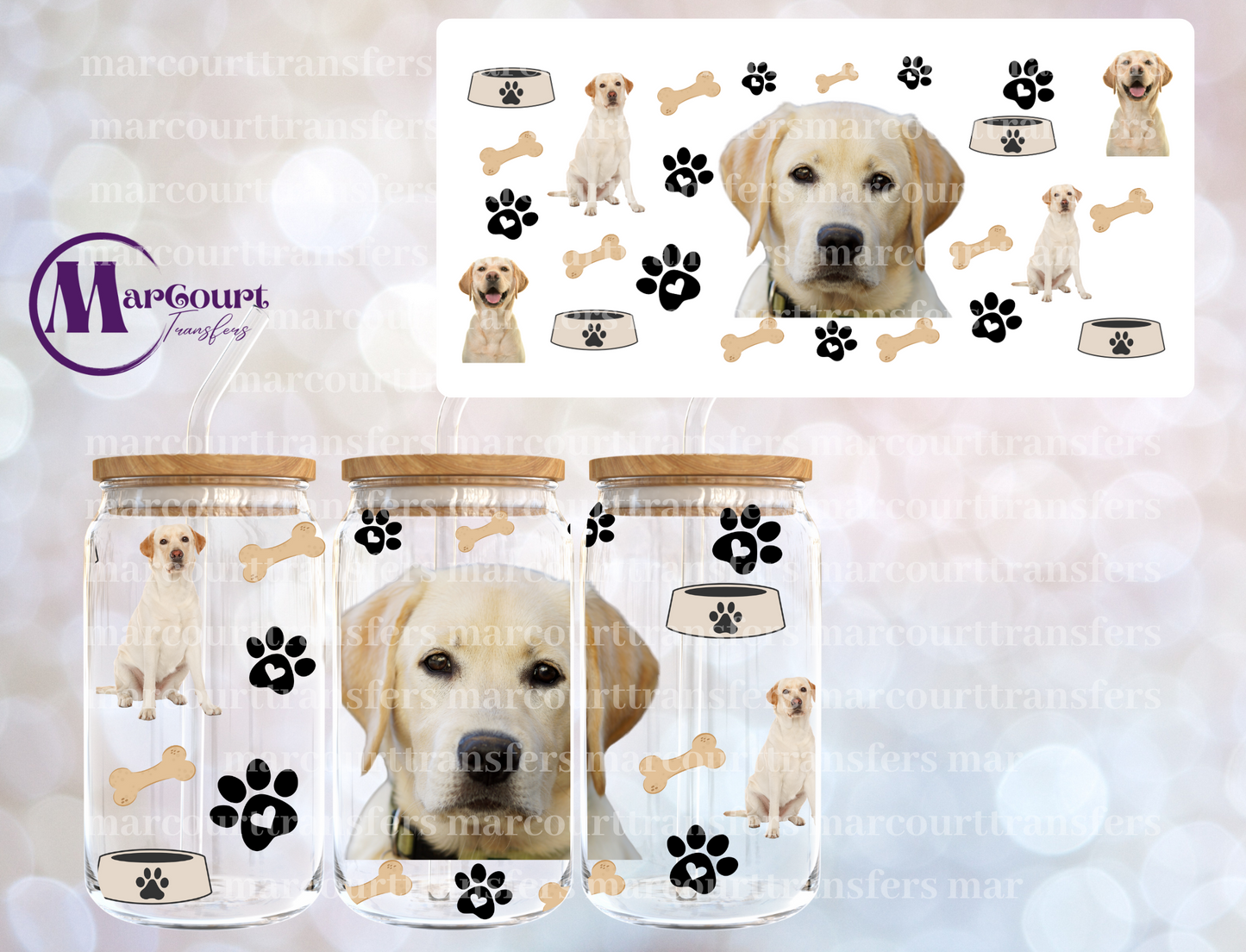 YELLOW LABRADOR-16 0Z-UV DTF CUP WRAP