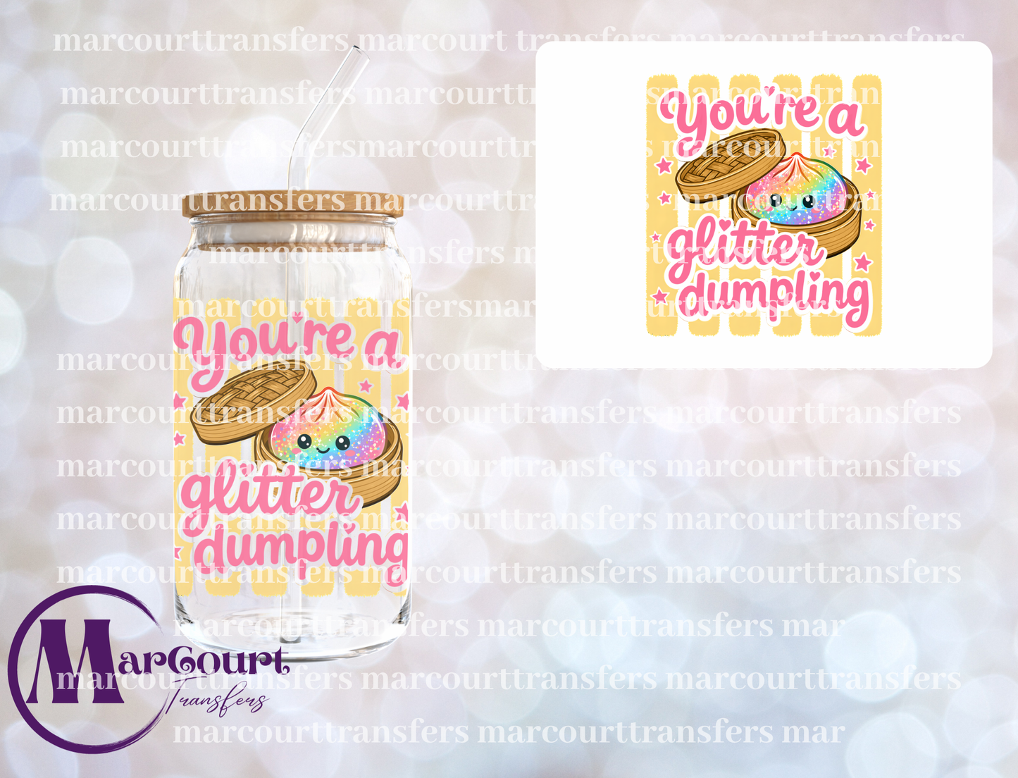 YOU'RE A GLITTER DUMPLING YELLOW-UV DTF CUP WRAP