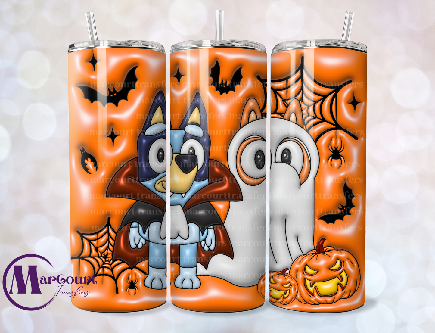 BLUEY HALLOWEEN INFLATED-SKINNY TUMBLER TRANSFER (SUBLIMATION)