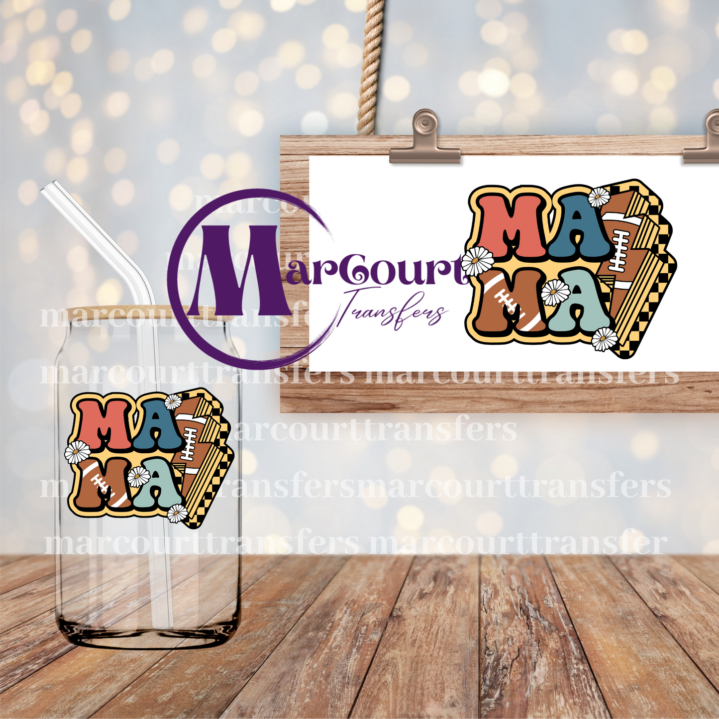 MAMA FOOTBALL-DECAL-UV DTF CUP WRAP