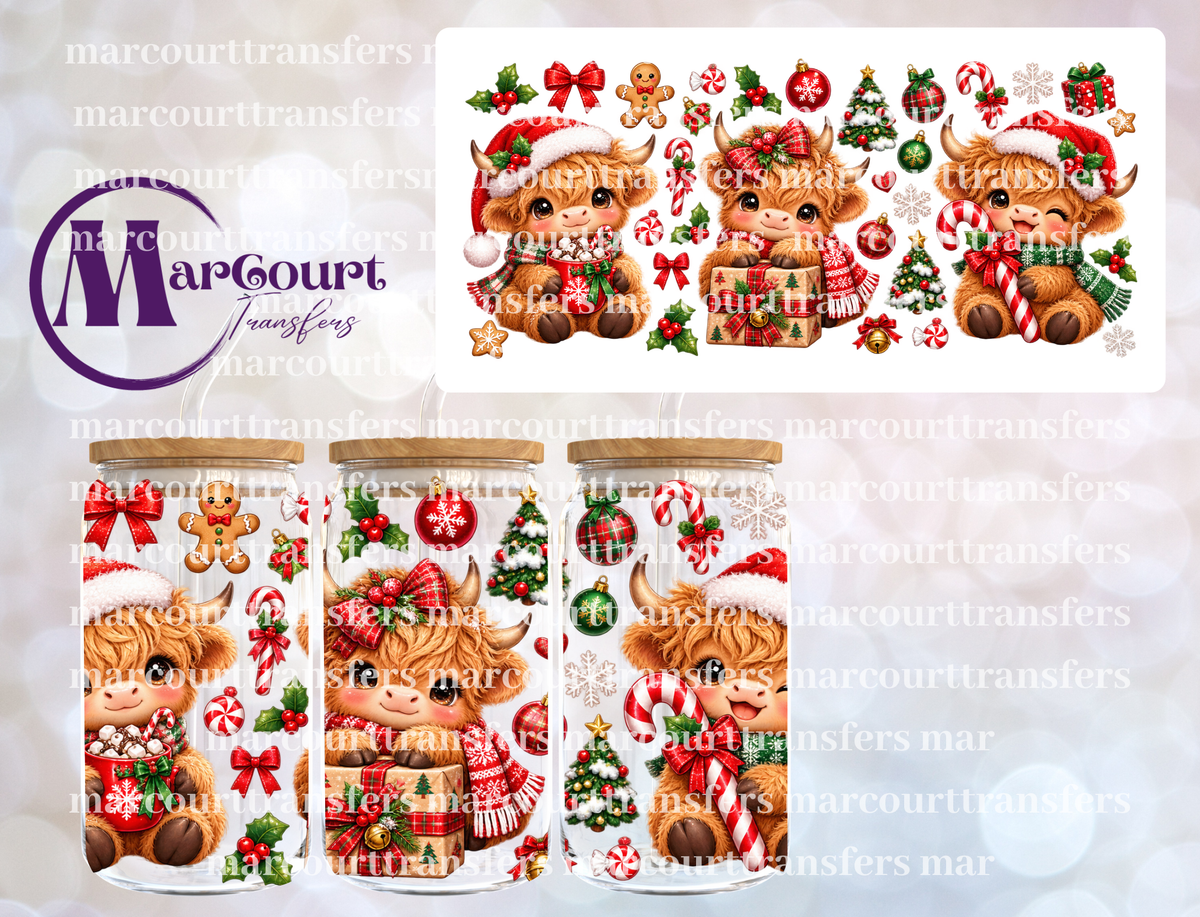 KAWAII COW CHRISTMAS BABIES-16 0Z-UV DTF CUP WRAP