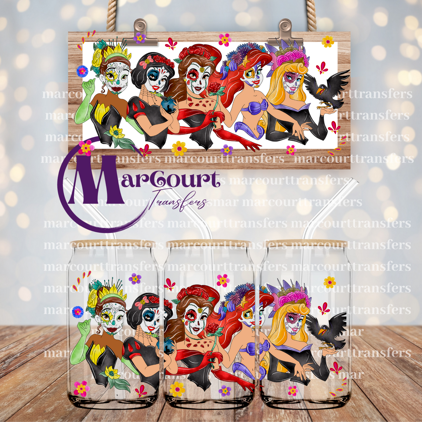 PRINCESS DAY OF THE DEAD-16 0Z-UV DTF CUP WRAP