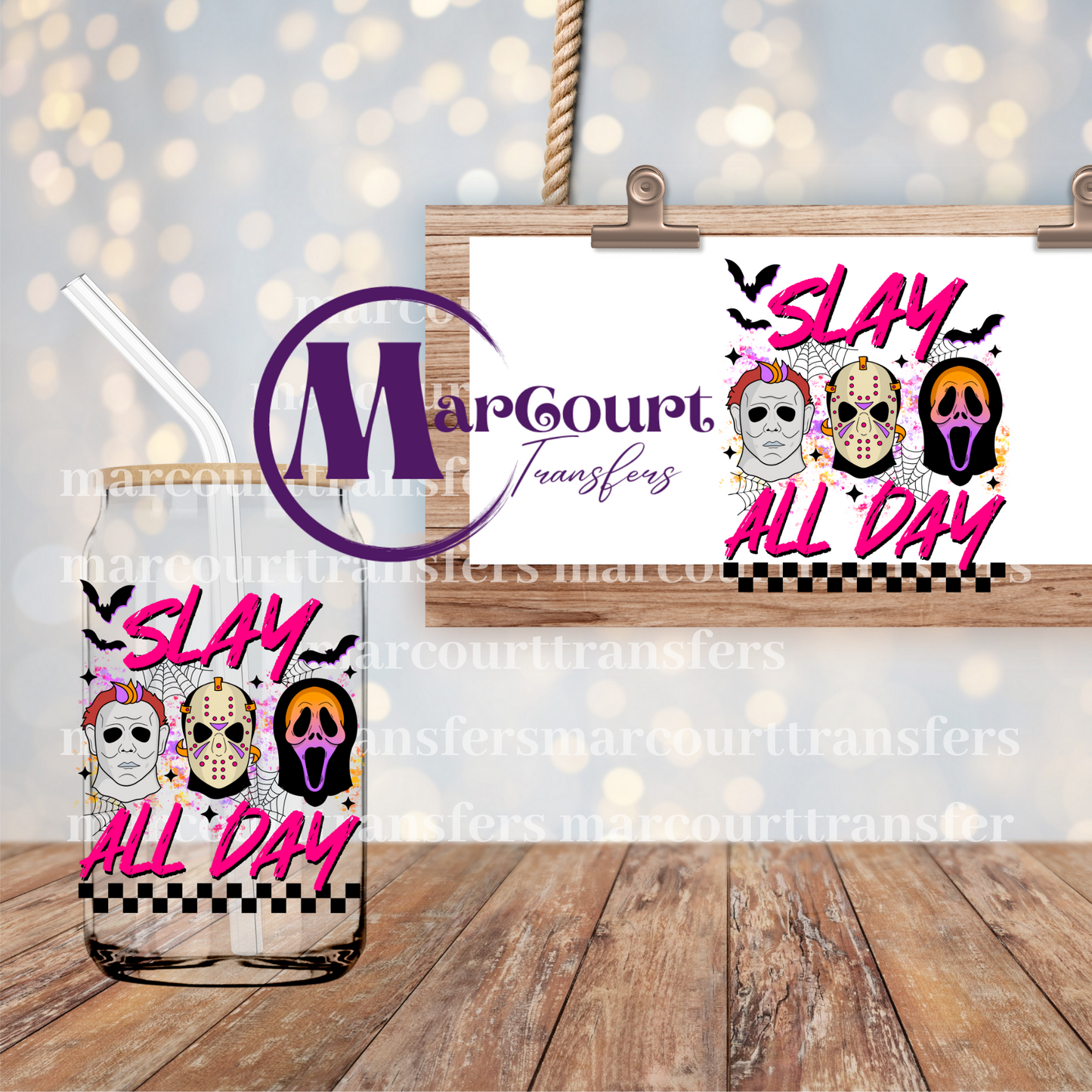SLAY ALL DAY HORROR GUYS-DECAL-UV DTF CUP WRAP