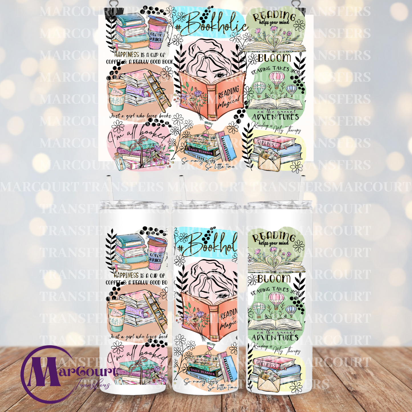 BOOKHOLIC-20 0Z-UV DTF CUP WRAP