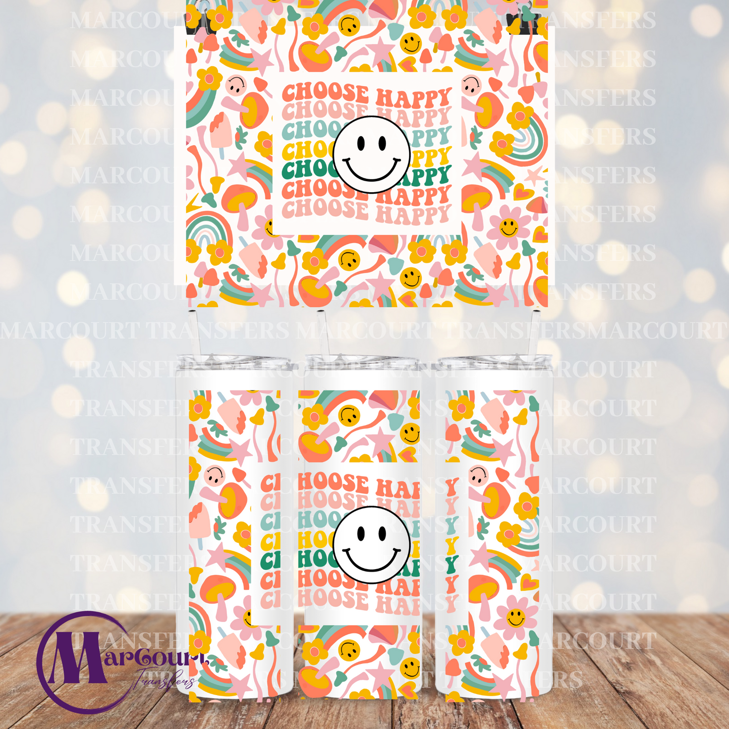 CHOOSE HAPPY-20 0Z.-UV DTF CUP WRAP