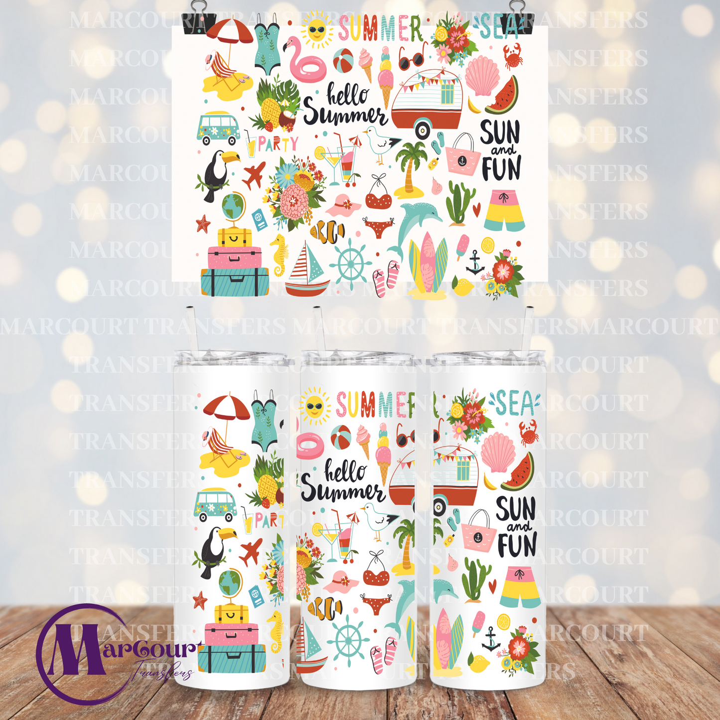 HELLO SUMMER-20 0Z.-UV DTF CUP WRAP
