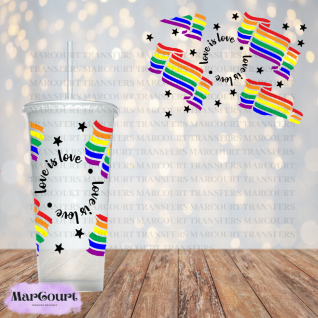 LOVE IS LOVE-24 0Z VENTI COLD CUP -UV DTF CUP WRAP *rts