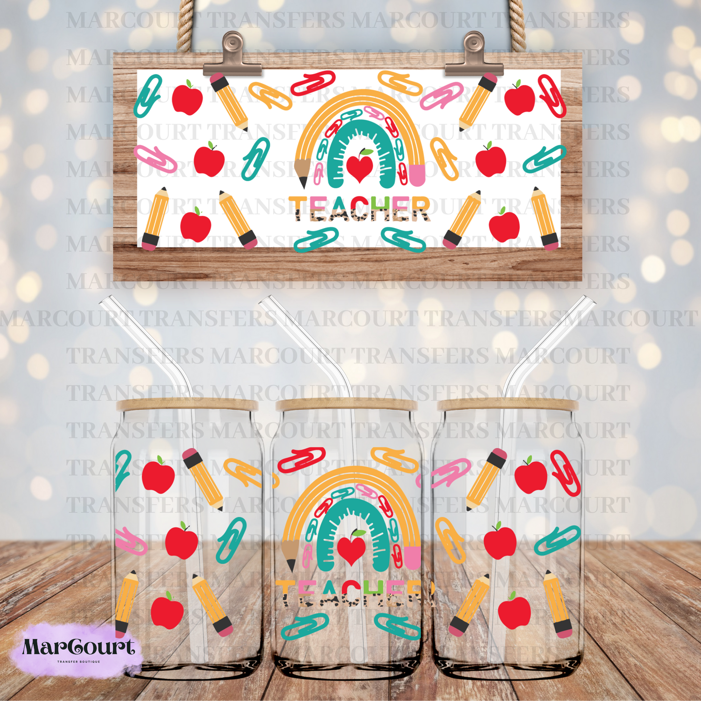 TEACHER RAINBOW-16 OZ-UV DTF CUP WRAP *RTS