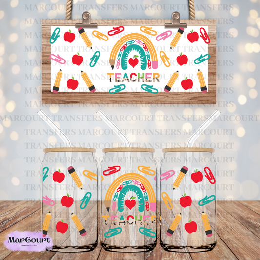 TEACHER RAINBOW-16 OZ-UV DTF CUP WRAP *RTS