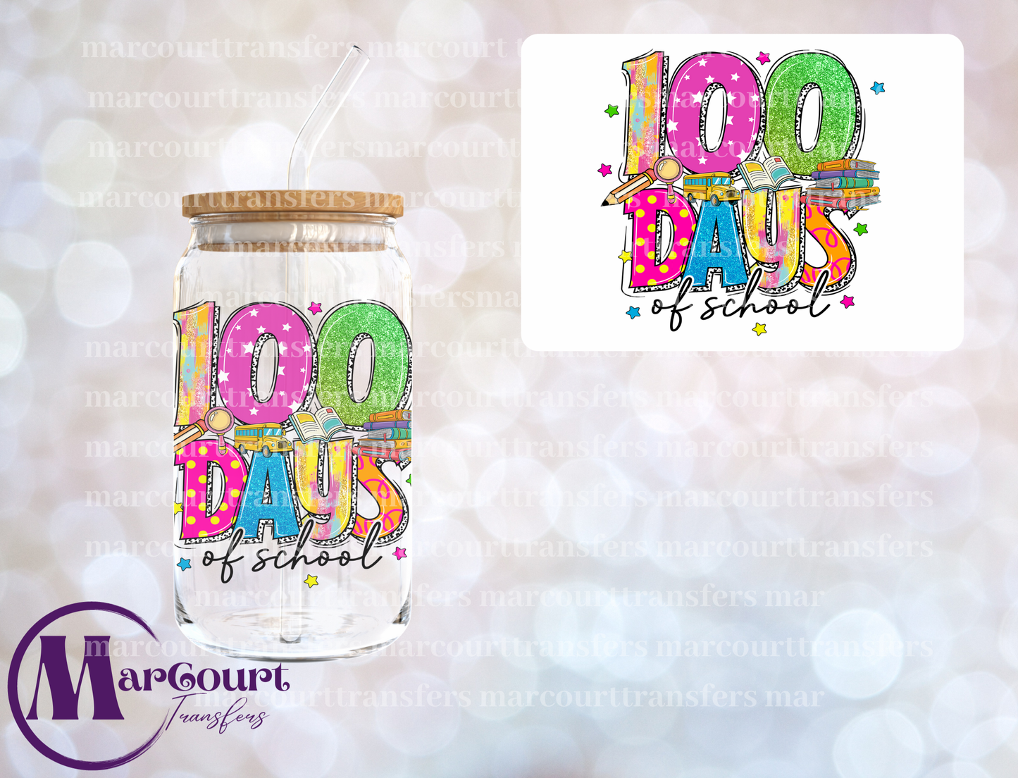 100 DAYS OF SCHOOL-DECAL-UV DTF CUP WRAP