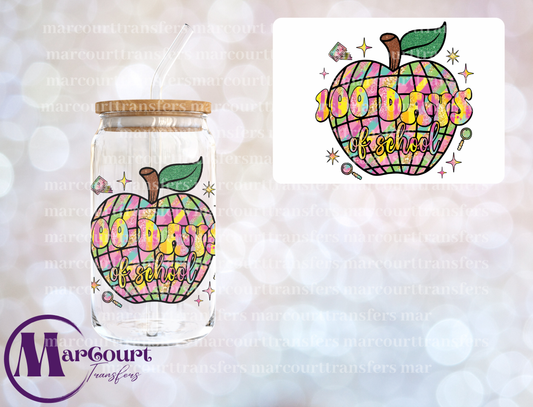 100 DAYS OF SCHOOL APPLE -DECAL-UV DTF CUP WRAP