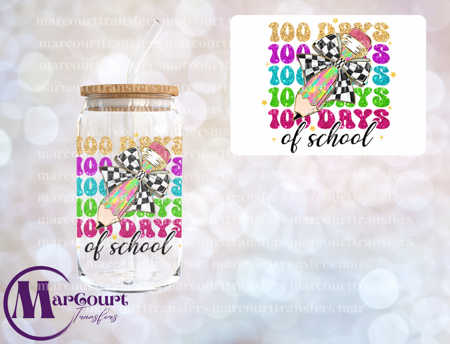 100 DAYS OF SCHOOLPENCIL-DECAL-UV DTF CUP WRAP