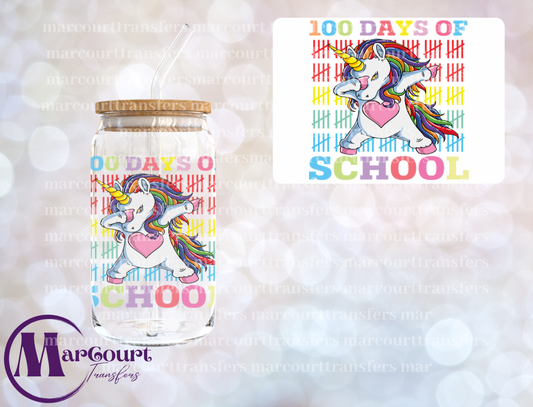 100 DAYS OF SCHOOL UNICORN -DECAL-UV DTF CUP WRAP