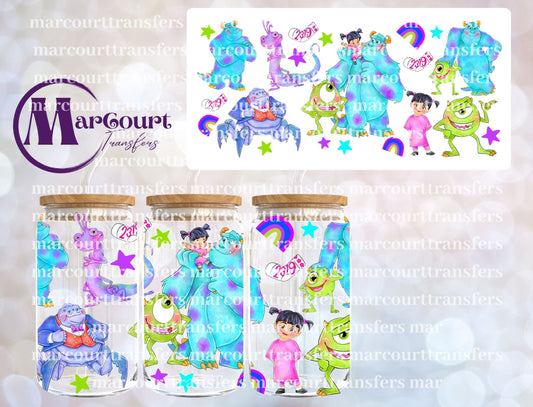 MONSTERS WATERCOLOR-16 0Z-UV DTF CUP WRAP