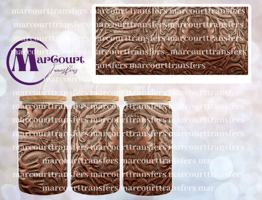 TOOLED LEATHER DARK-16 0Z-UV DTF CUP WRAP