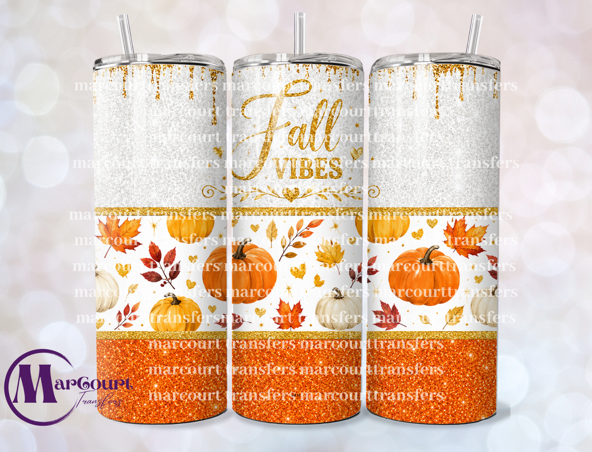 FALL VIBES GLITTER-SKINNY TUMBLER TRANSFER (SUBLIMATION)