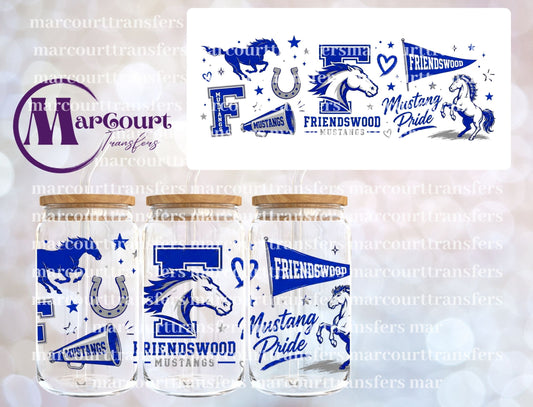 FRIENDSWOOD MUSTANGS-16 0Z-UV DTF CUP WRAP