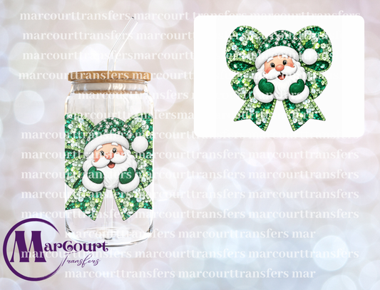SANTA FAUX SEQUIN BOW GREEN-UV DTF CUP WRAP