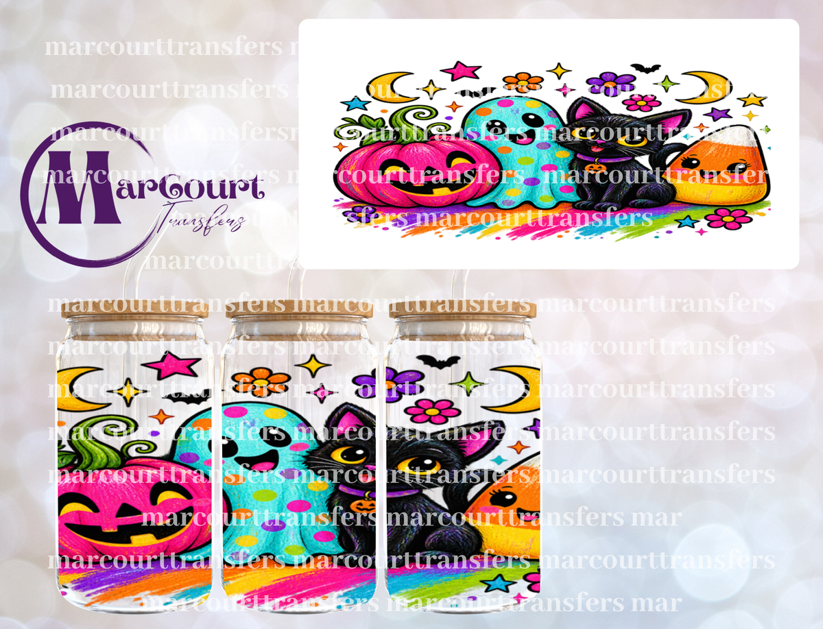 HALLOWEEN COLORFUL FRIENDS-16 0Z-UV DTF CUP WRAP