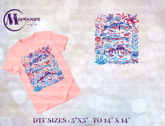 DTF-RED WHITE AND BLUE FISH