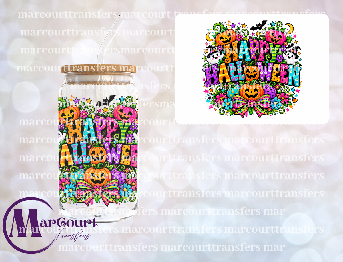 HAPPY HALLOWEEN FLORAL JACK O LANTERNS-UV DTF CUP WRAP