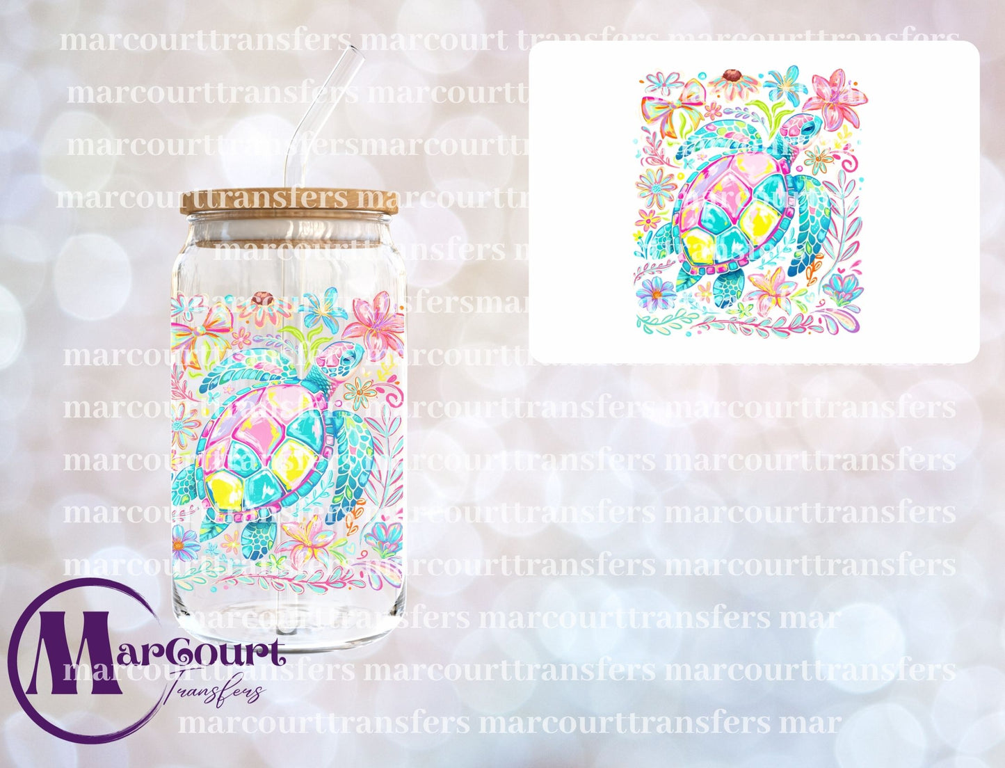 TURTLE WATERCOLOR-UV DTF CUP WRAP